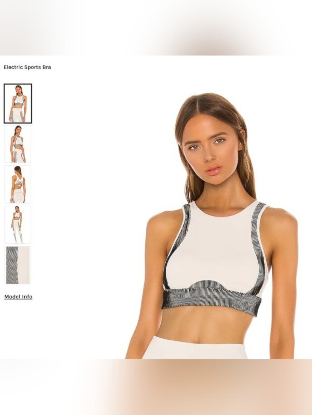 Alo Yoga Electric High Neck Sports Bra Bone Cream Black Ribbed Size XS